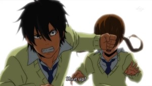 my little monster haru punches shizuku and she likes it