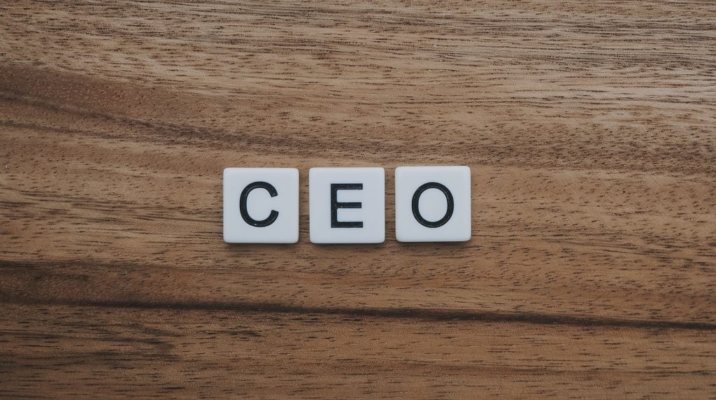 CEO spelled out with scrabble tiles